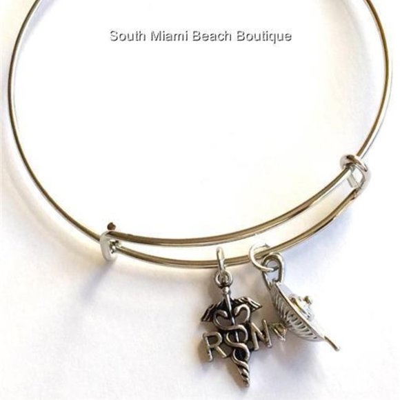 Nursing RN Caduceus Charm Bracelet Nightingale Lamp Nurse Graduation Gift - Picture 6 of 9